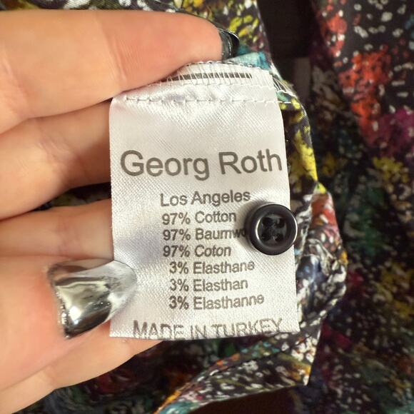 GEORG ROTH Abstract Black printed Shirt with Sequin Collar contrast cuffs Small - Picture 8 of 8